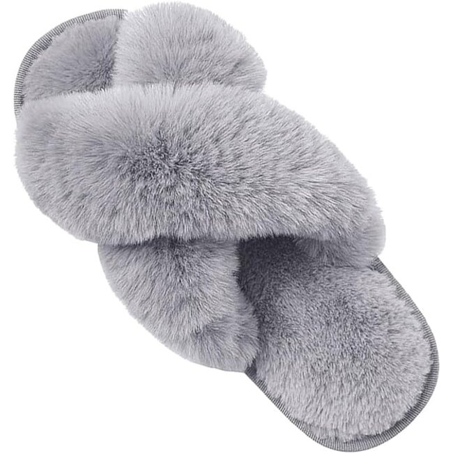 Grey Fuzzy Slippers