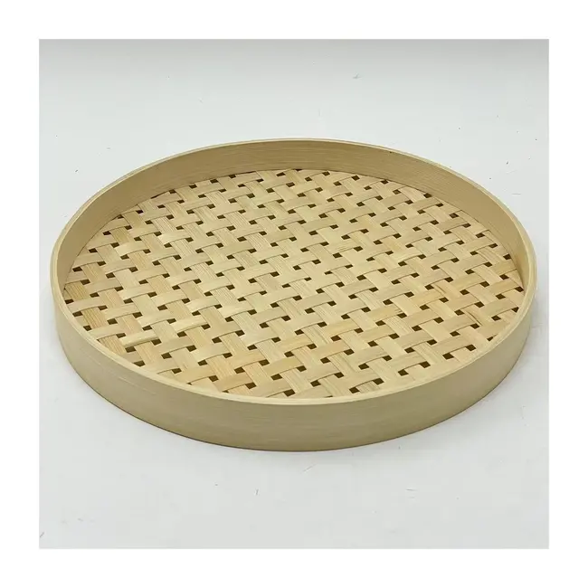 11" Round Bamboo BasketTray