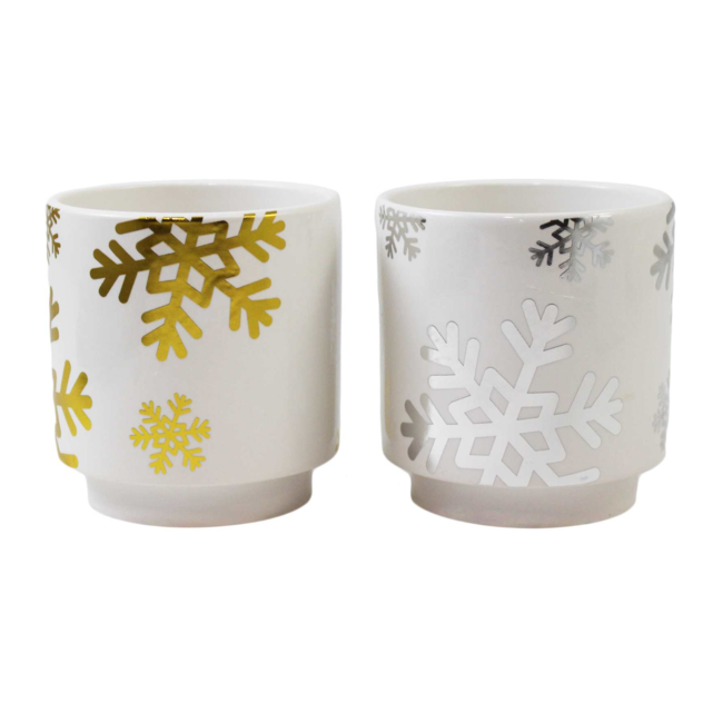 Silver/Gold Snowflake Pot