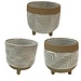 4" Beige/White Ceramic Footed Planter