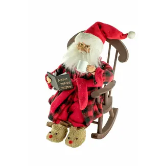 14" Sitting Buffalo Plaid Bedtime Santa