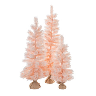 Pink Glittered Tree w/ Burlap Base