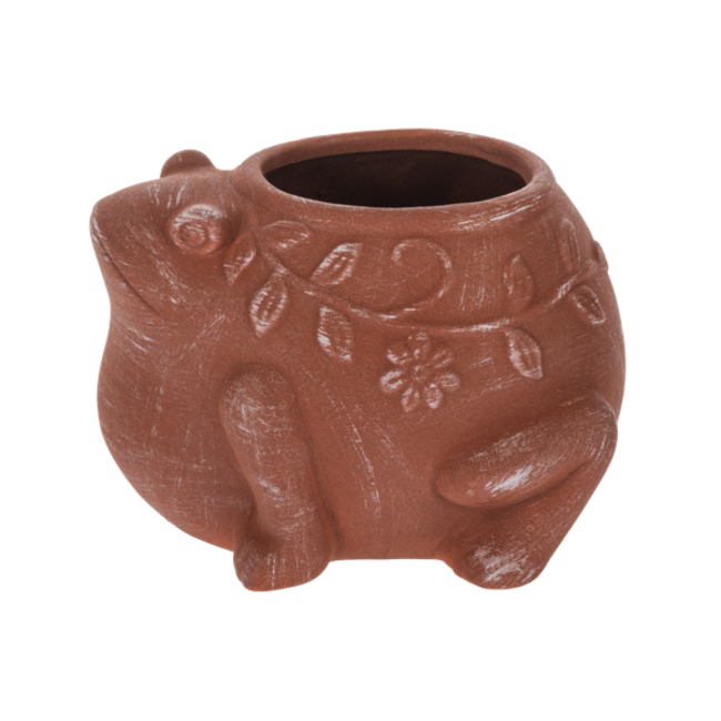 Embossed Floral Frog Planter