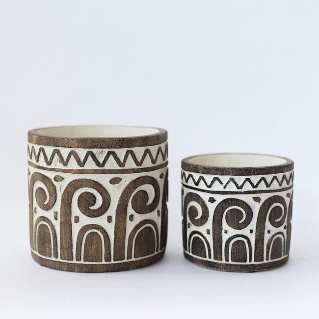 Flower Pot w/ Curved Pattern