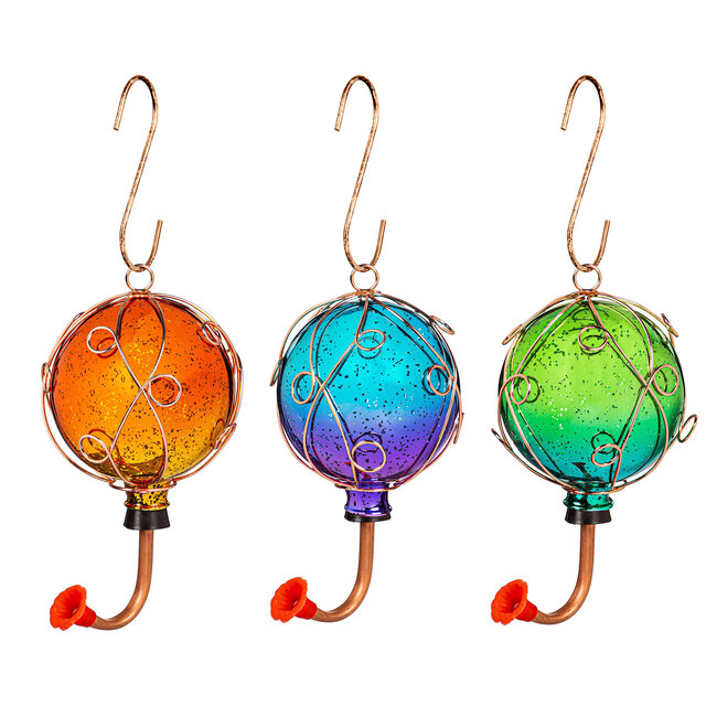 Ombre Glass Globe Hummingbird Feeder