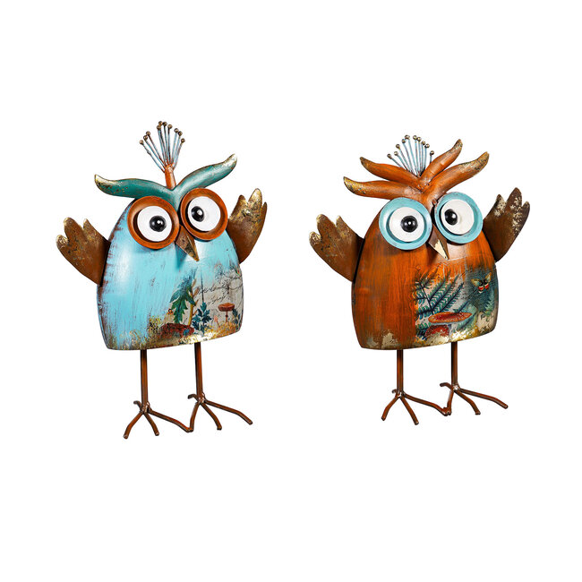 Metal Mini Owls Statue