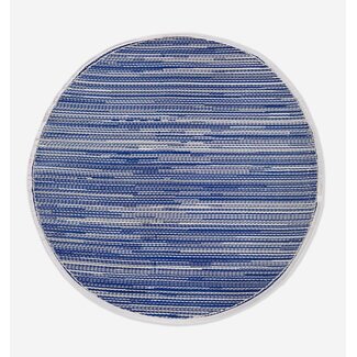 Blue Striped Round Outdoor Rug