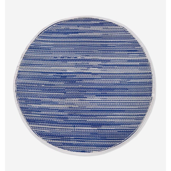 Blue Striped Round Outdoor Rug