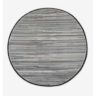 Black Striped Round Outdoor Rug