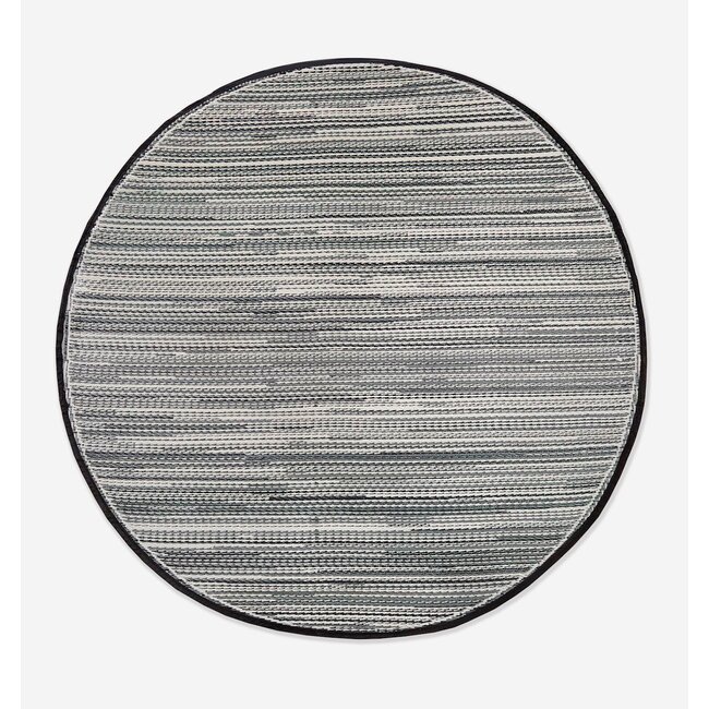Black Striped Round Outdoor Rug