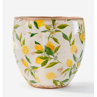 7.5" Rounded Stoneware Lemon Pot