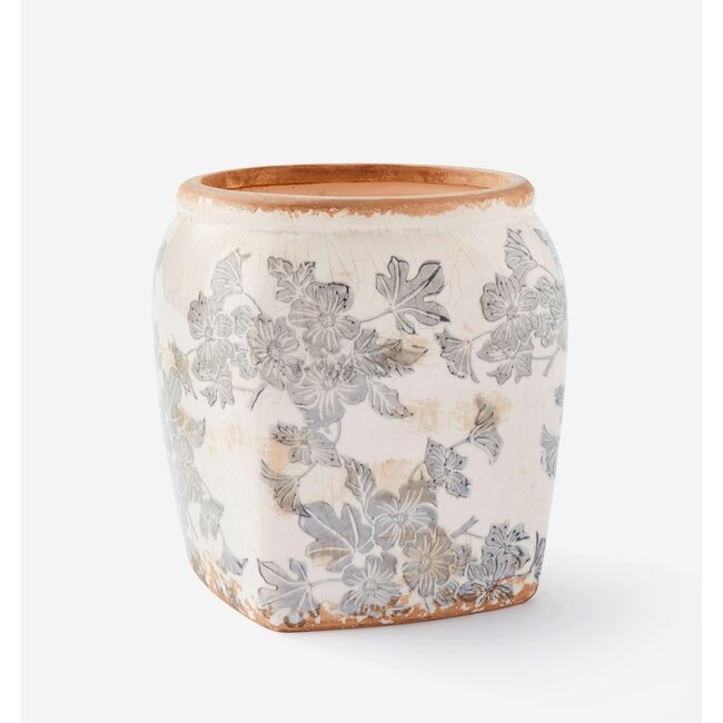6.5" Antique Square Botanical Pot