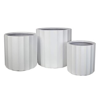 Rippled White Fiberclay Pot