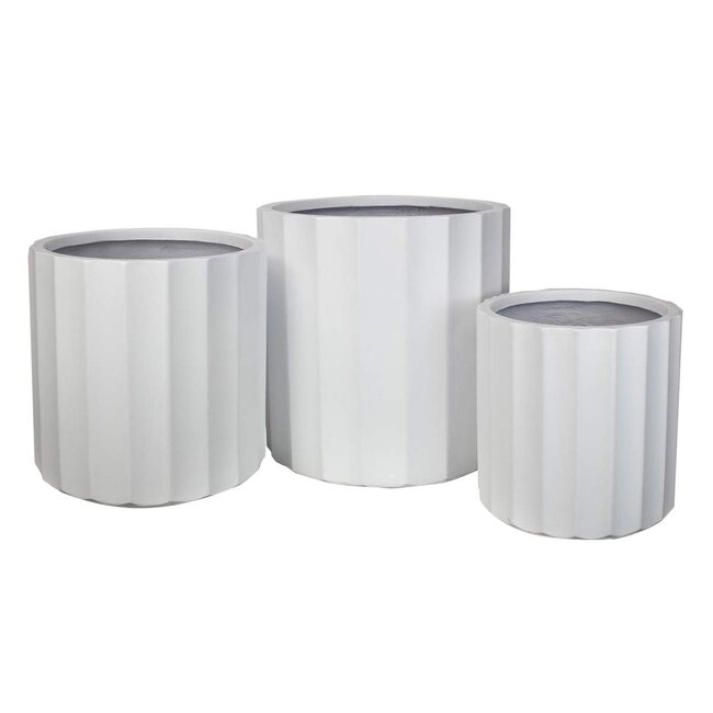 Rippled White Fiberclay Pot