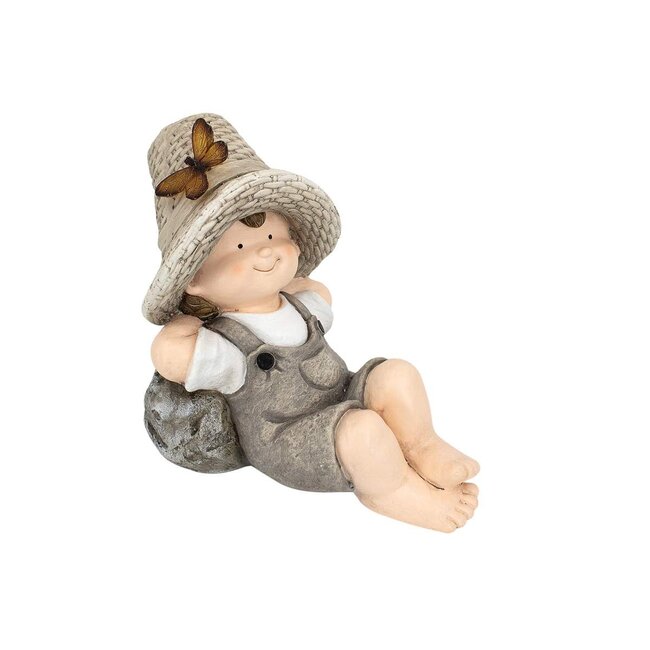 14" Boy on Rock Figurine