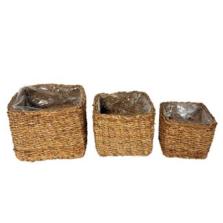 Seagrass Square Planter w/ Liner