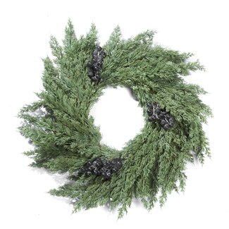 24" Juniper Wreath w/ Berries