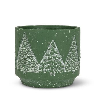 Green Pot w/ Snowy Trees