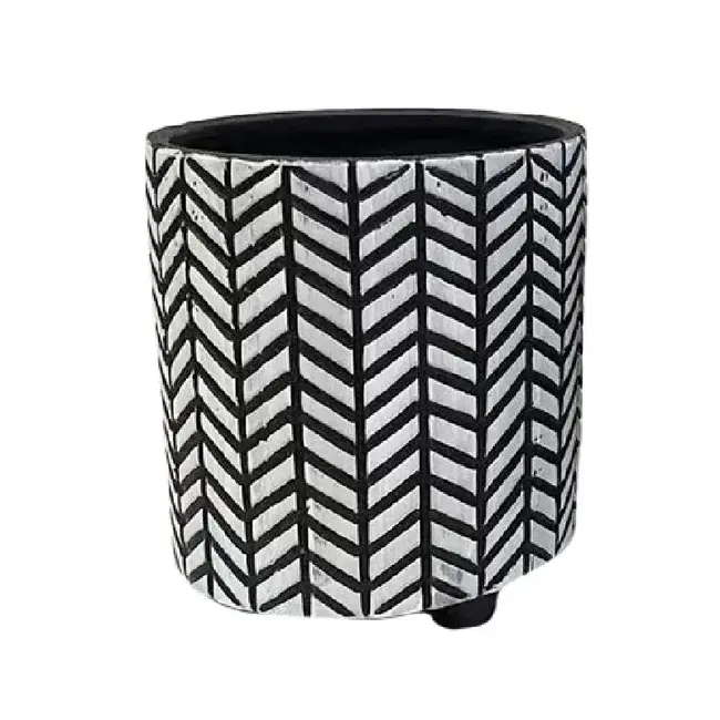 5.5" Black & White Aztec Pot