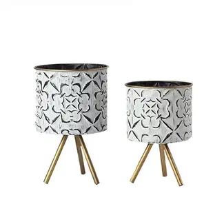 White Pot w/ Gold Legs