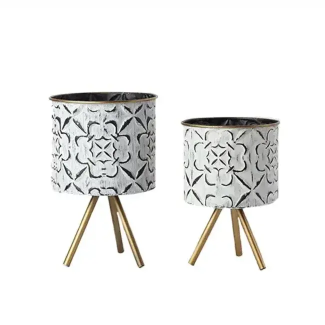 White Pot w/ Gold Legs