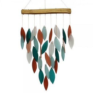 Coral & Teal Waterfall Glass Chime