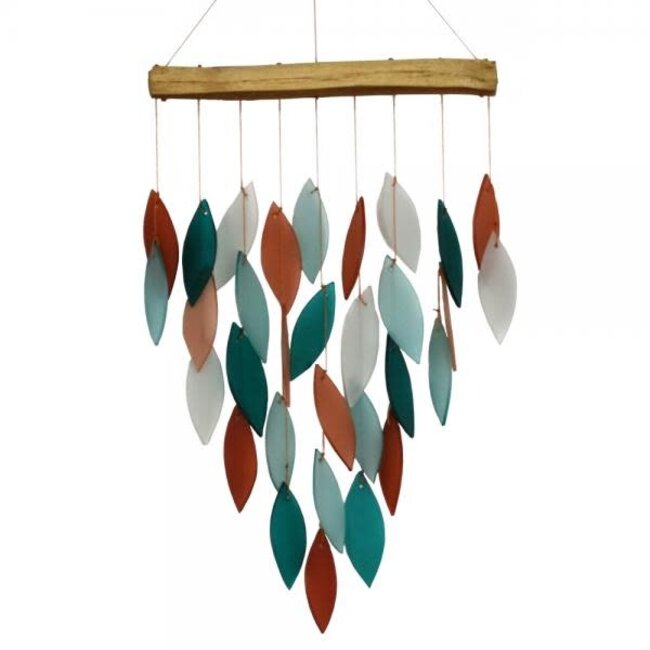 Coral & Teal Waterfall Glass Chime