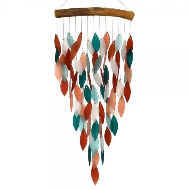 Deluxe Coral & Teal Waterfall Glass Chime