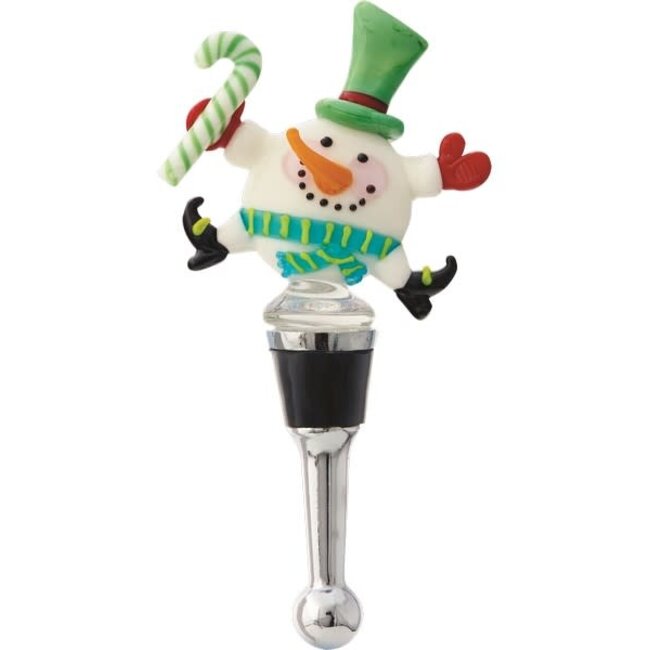 Glass Snowman Bottle Stopper