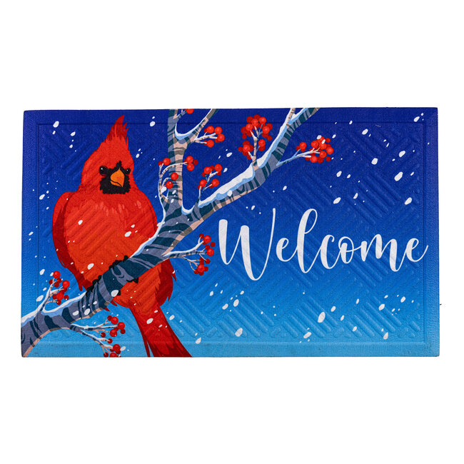 Snowy Cardinal Embossed Mat