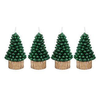 Green Tree Wax Candle Set of 4