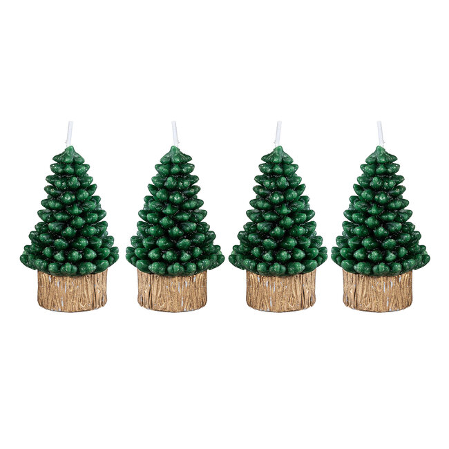 Green Tree Wax Candle Set of 4