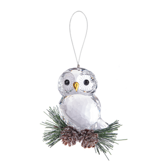 Frosted Pinecone Owl Ornament