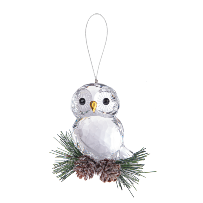 Frosted Pinecone Owl Ornament