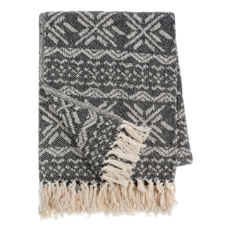 50x60" Black & Natural Snowflake Woven Throw