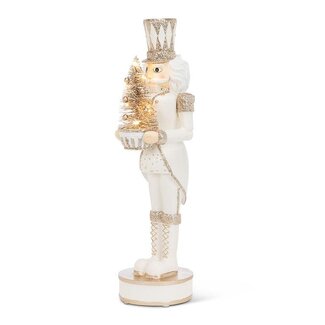 15" White Nutcracker w/ LED Tree