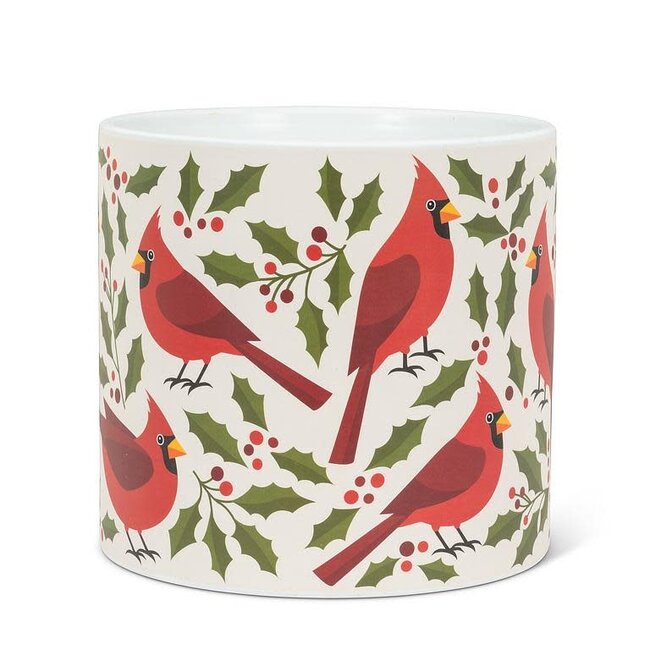 Cardinals & Holly Pot