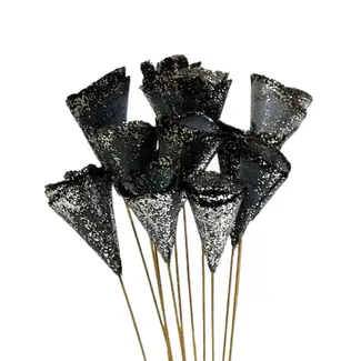 3" Silver Sparkle Mini Wood Cones