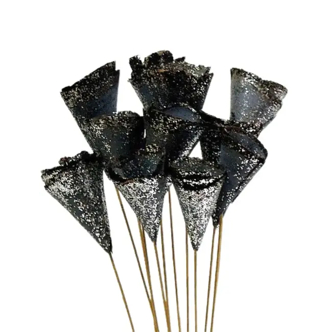 3" Silver Sparkle Mini Wood Cones