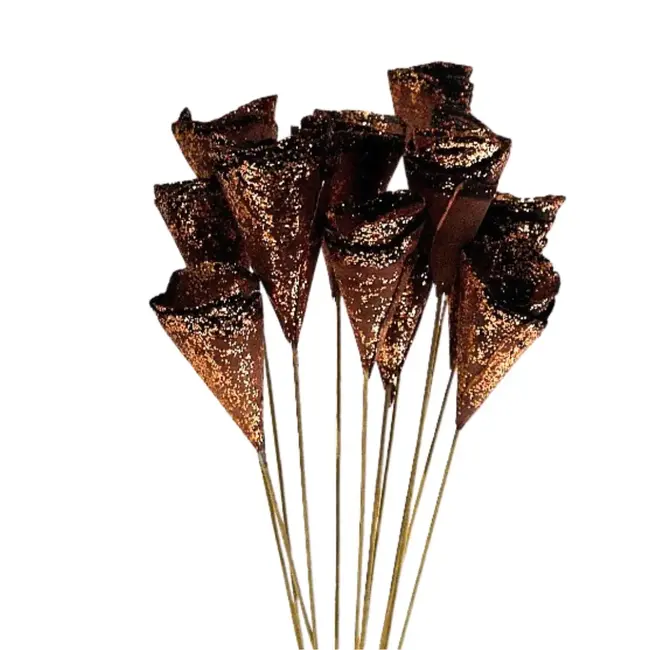 3" Copper Sparkle Mini Wood Cones