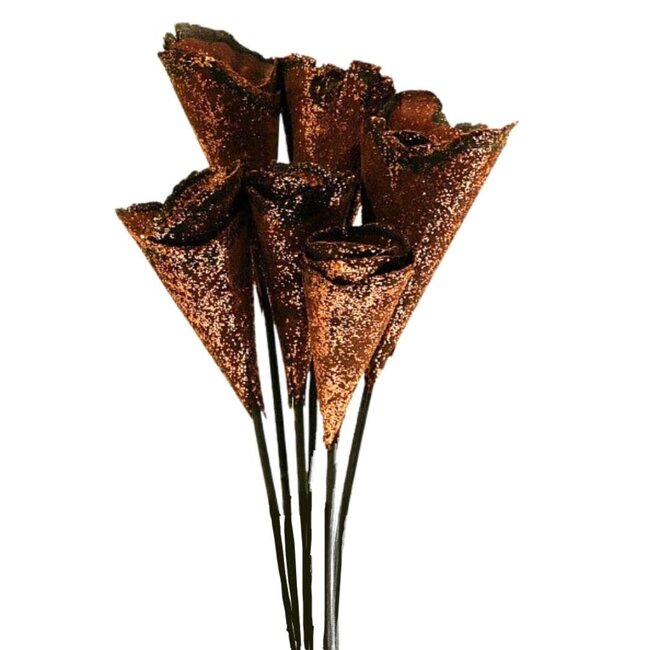 5" Copper Sparkle Wood Cones
