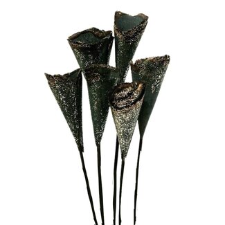 5" Silver Sparkle Wood Cones