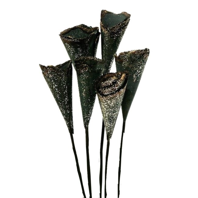 5" Silver Sparkle Wood Cones