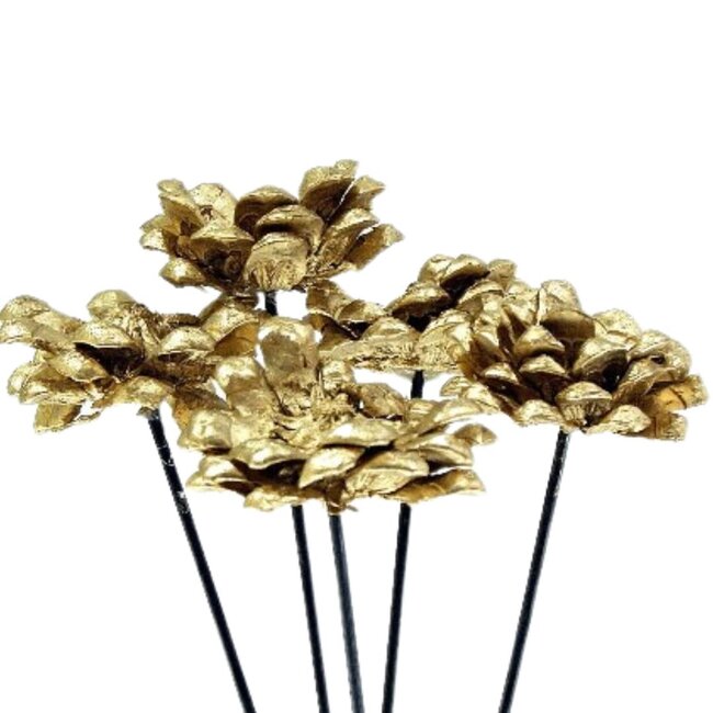 4" Gold Pinar Flower Pick