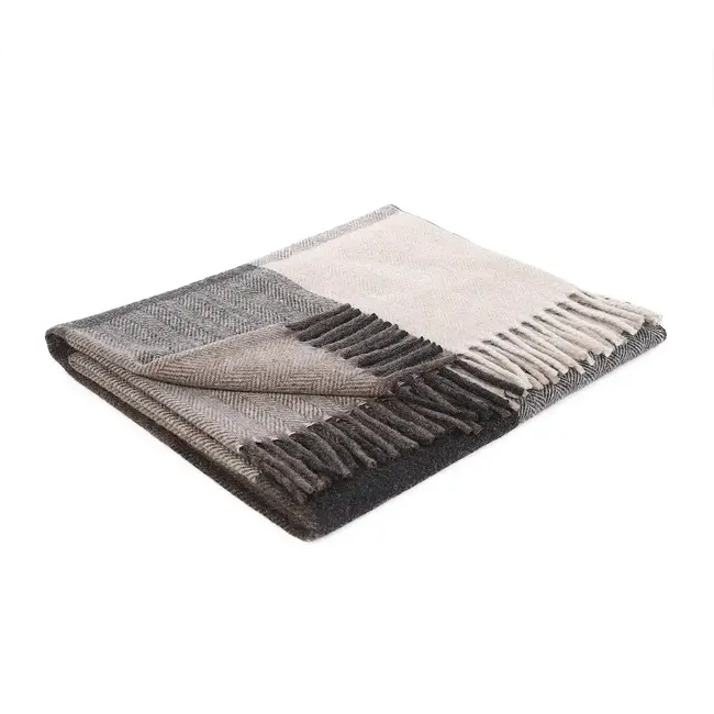 Taupe Herringbone 75% Wool Knee Blanket