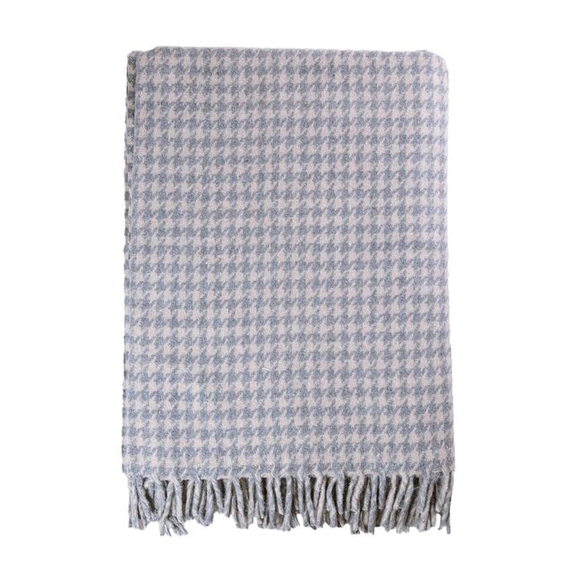 Light Grey Houndstooth 70% Wool Blanket
