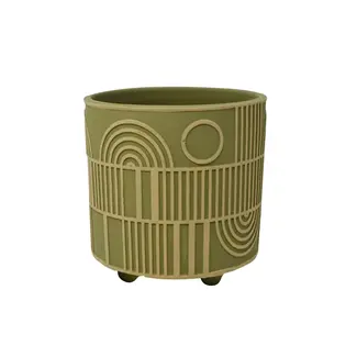 5" Green Geo Pattern Pot