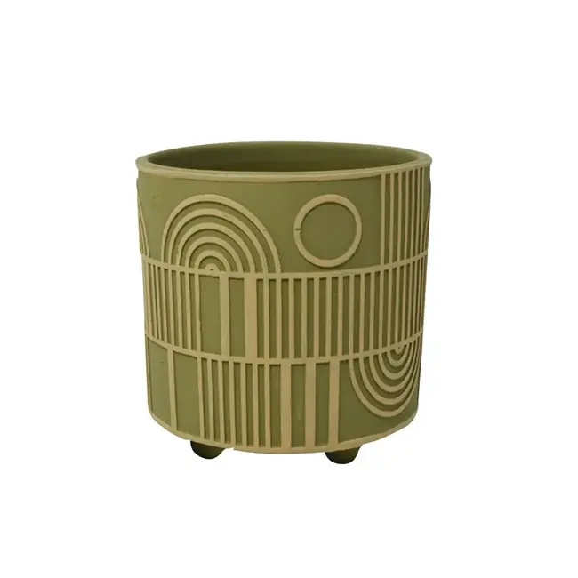 5" Green Geo Pattern Pot