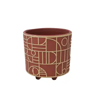 4.5" Red Geo Pattern Pot