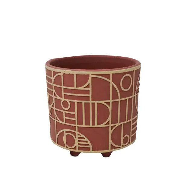 4.5" Red Geo Pattern Pot